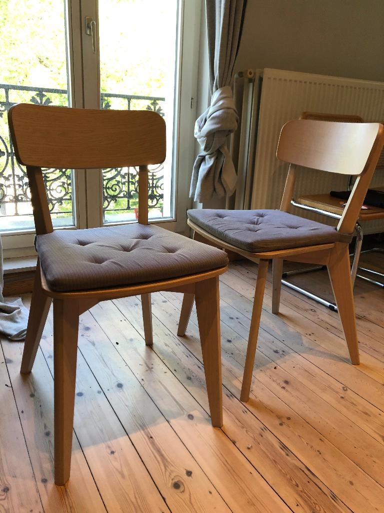 Ikea 2 eetkamerstoelen Lisabo + kussens Justina grijsblauw, Huis en Inrichting, Stoelen, Ophalen, Essen, Twee, Overige kleuren