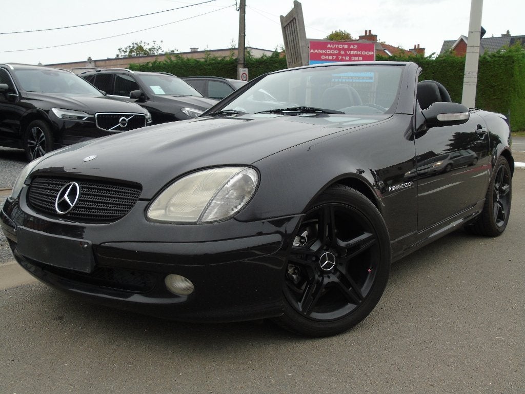 Mercedes SLK 200 Kompressor Cabrio *2002 *AIRCO*AUTOMAAT, Auto's, Airbags, Beige, Cabriolet, Zwart