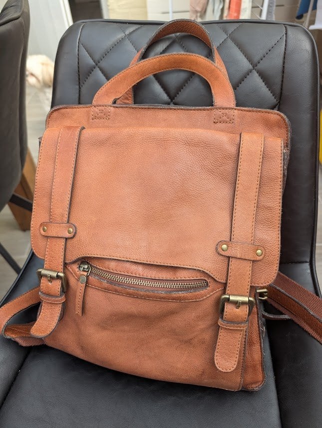 Leren Rugzak, 25 tot 40 cm, Zo goed als nieuw, 30 tot 45 cm, Ophalen