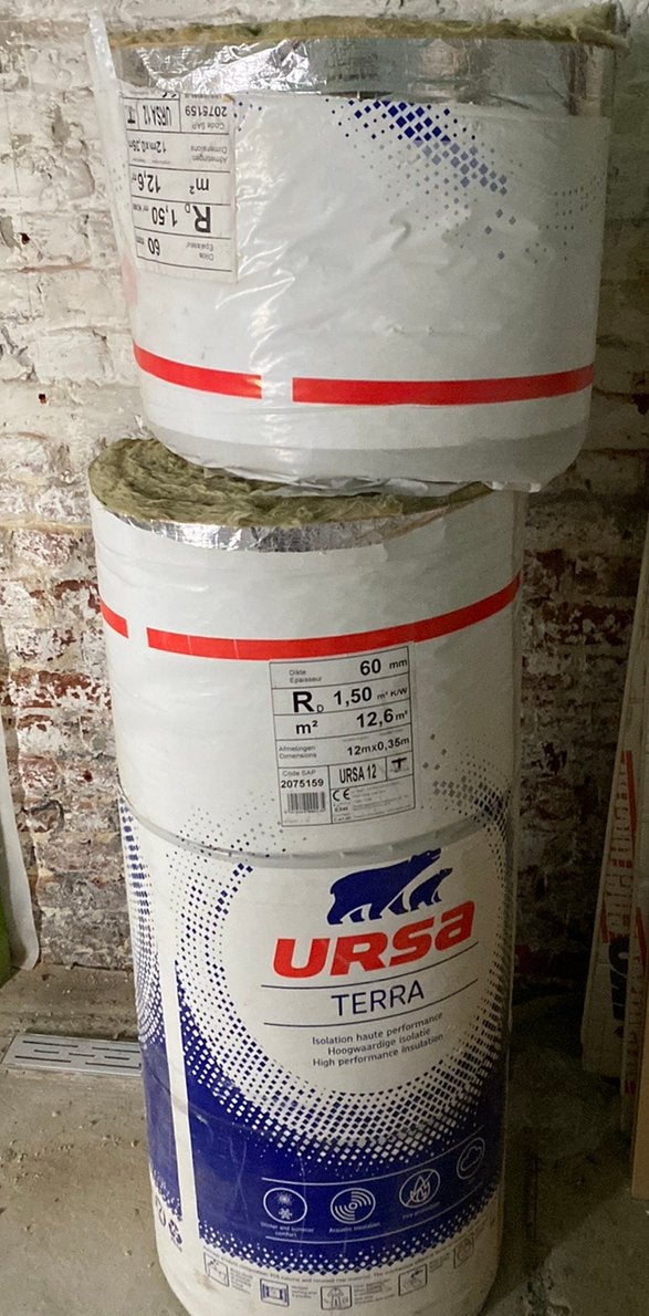 Glaswol 6 cm URSA dampscherm 16,8 m2 (ideaal dak), Doe-het-zelf en Bouw, 4 tot 8 cm, 15 m² of meer, Glaswol, Ophalen