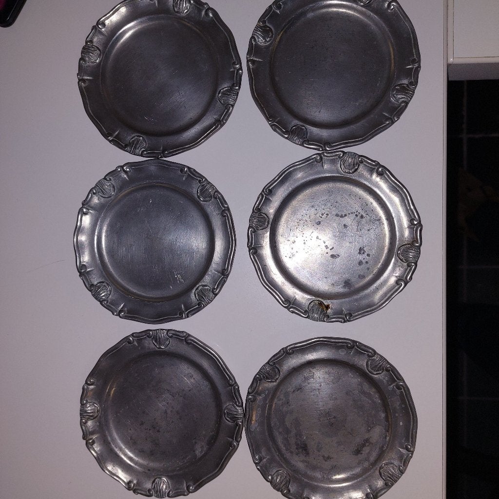 6 vieux sous-verres en étain, Sous-verre, Enlèvement, Utilisé, Autres matériaux