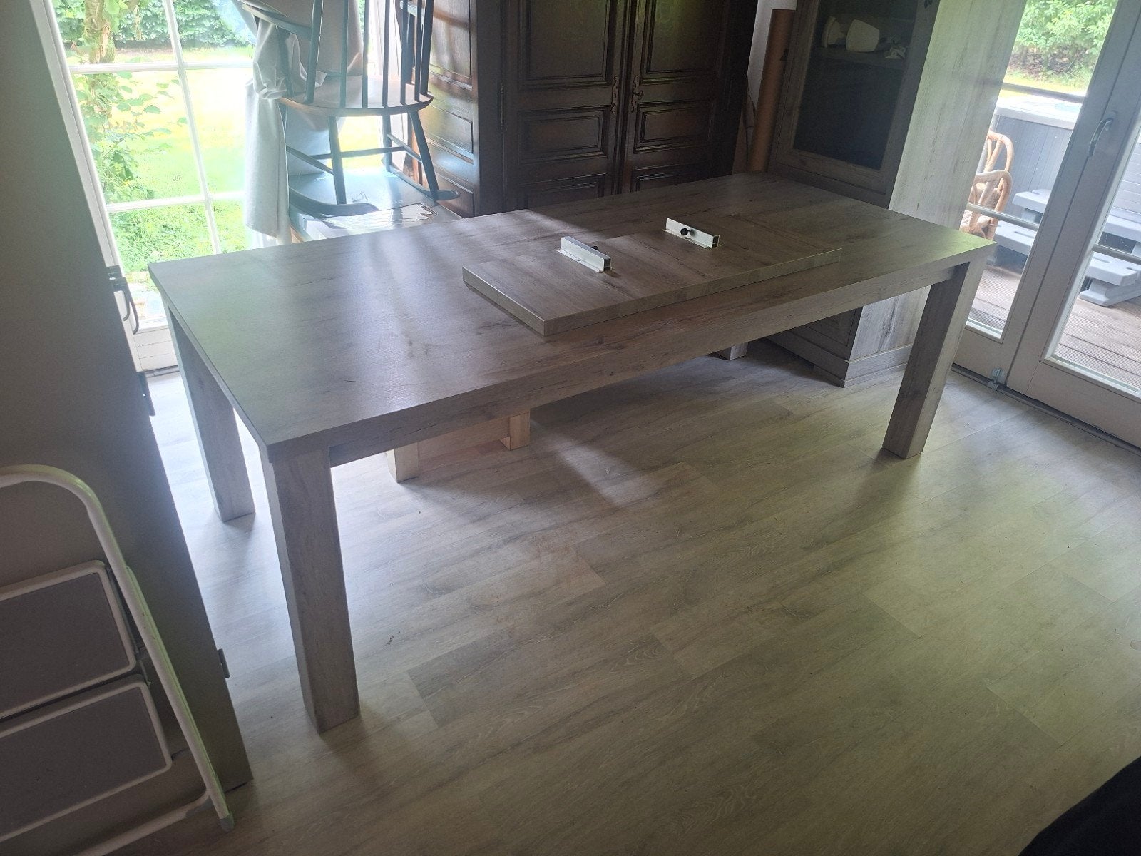 Tafel Grijs Hout, Ophalen, Overige materialen, Gebruikt, 100 tot 150 cm