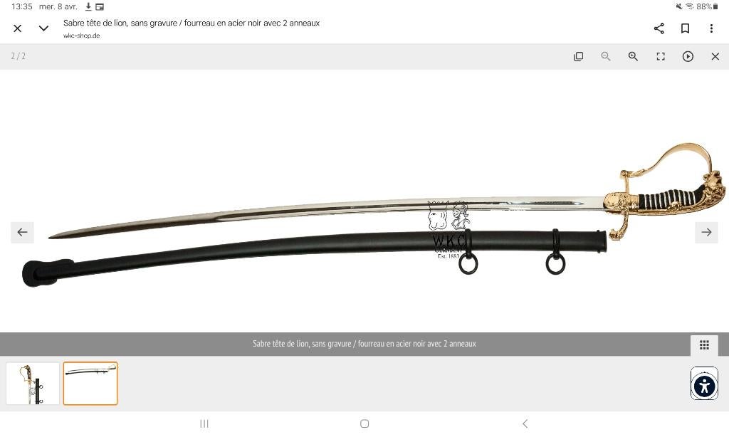 Fourreau Sabre Tête de lion neuf, Verzamelen, Ophalen of Verzenden, Landmacht, Zwaard of Sabel