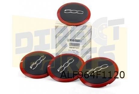 Fiat 500 (9/07-) Naafdekselset Rood voor velg (set van 4 stu, -, Verzenden, -, Nieuw