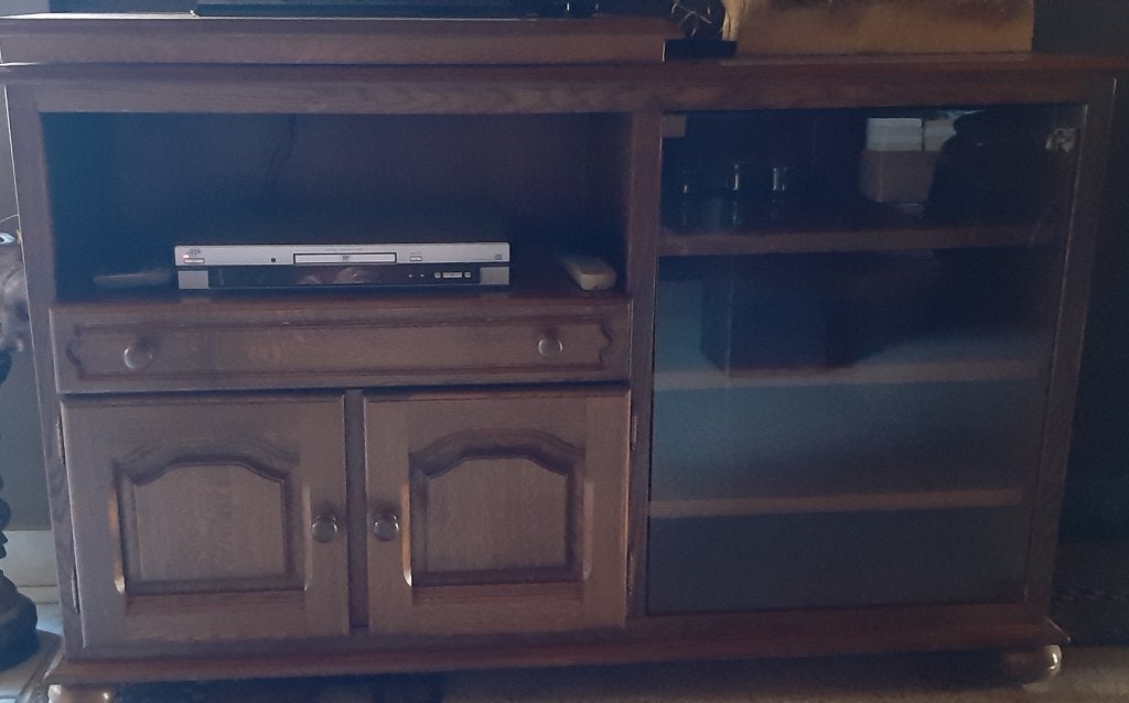 TV-kast met boekenkast en draaiplateau, Huis en Inrichting, Ophalen, Gebruikt, 100 tot 150 cm, 50 tot 75 cm