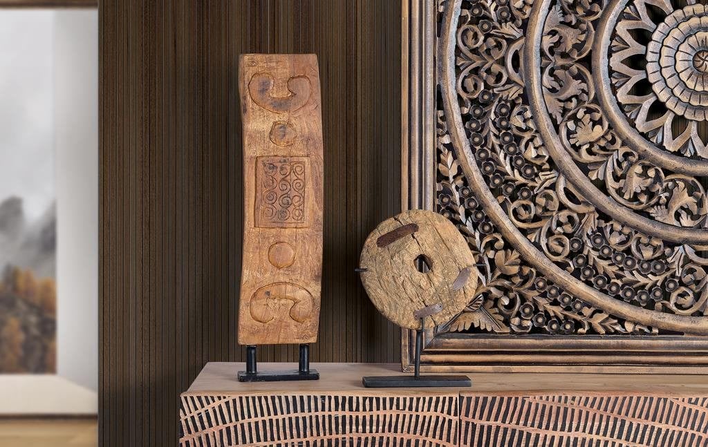 HOUTEN DECO PANEEL DECORATIE op standaard 15x6x62 hoog, Huis en Inrichting, Woonaccessoires | Overige, Hout, Nieuw, Ophalen of Verzenden