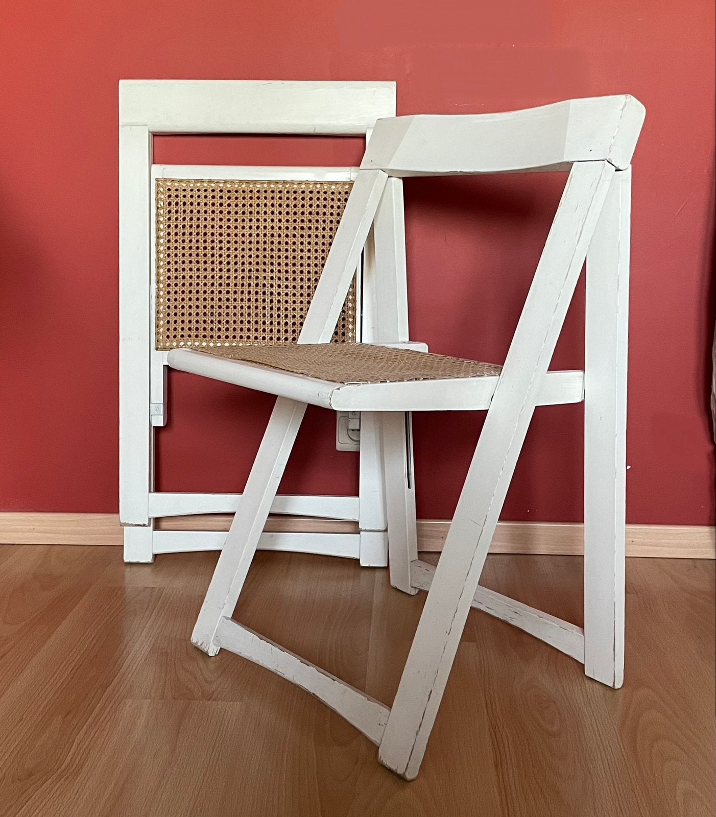 Paire chaises pliables vintage style aldo jacober triestre, Enlèvement, Utilisé