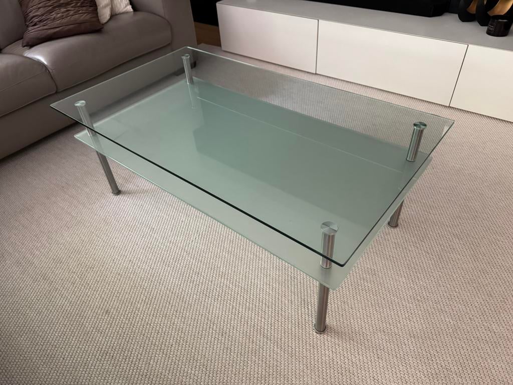 Glazen salontafel in perfecte staat, Huis en Inrichting, Ophalen, 50 tot 100 cm, 100 tot 150 cm, Minder dan 50 cm