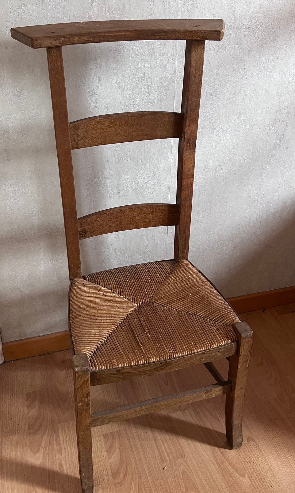Antieke Prie-Dieu Bidstoel met Rieten Zitting, Antiek en Kunst, Ophalen of Verzenden