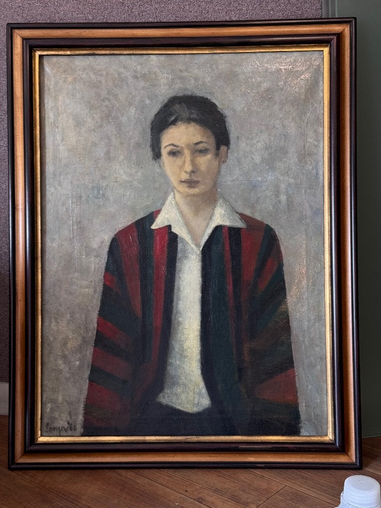 Schilderij portret mid-century, Antiek en Kunst, Kunst | Schilderijen | Modern, Ophalen, Handgeschilderd, Olieverf, Portret