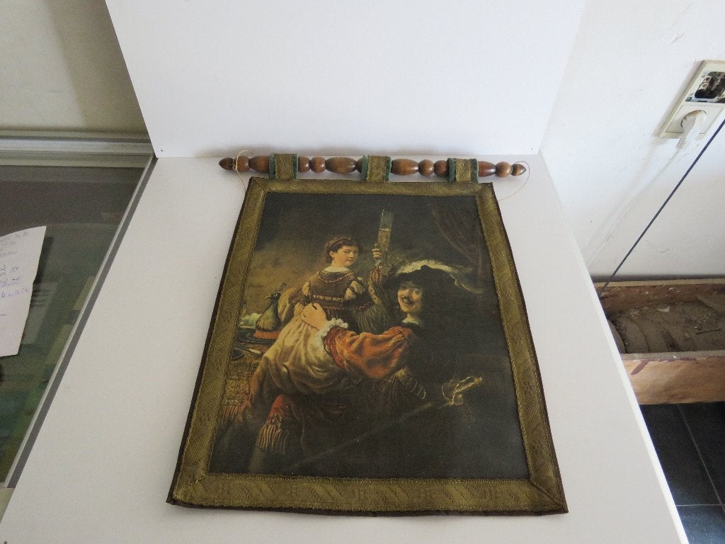 Koppel Vintage wandtapijtjes Rembrandt en George Romney, Ophalen of Verzenden