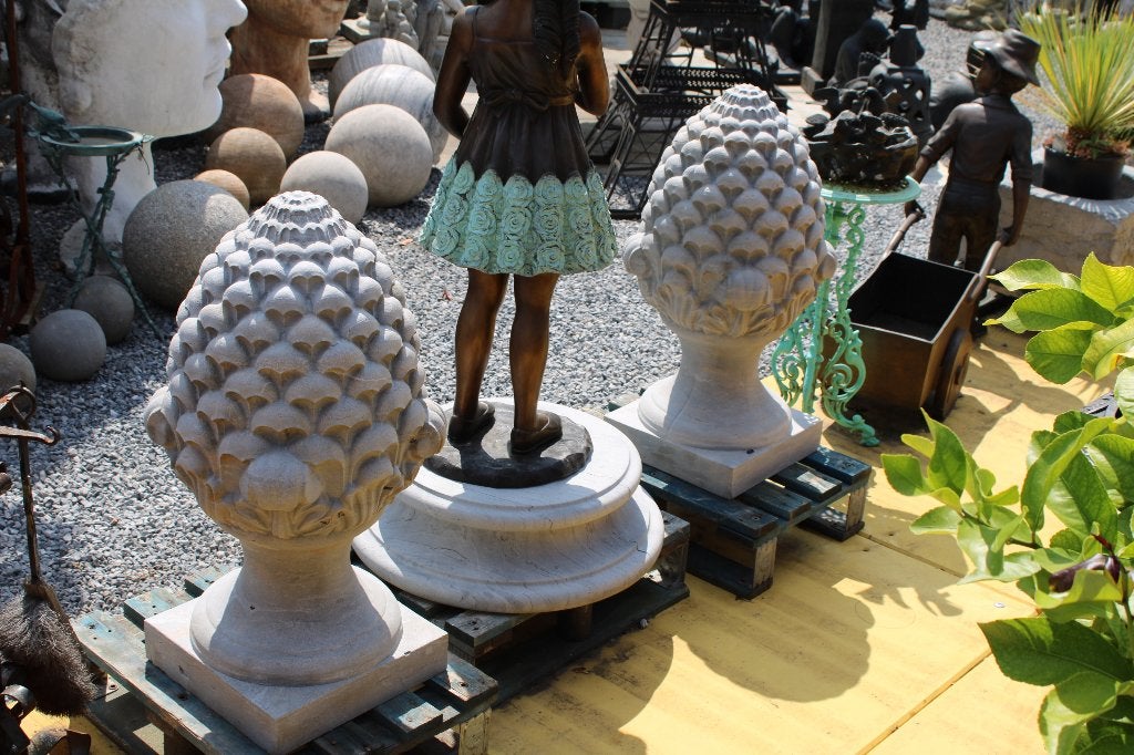 XXL dennenappel, kolomkop, blauwe stenen pilaster, Tuin en Terras, Ophalen, Nieuw