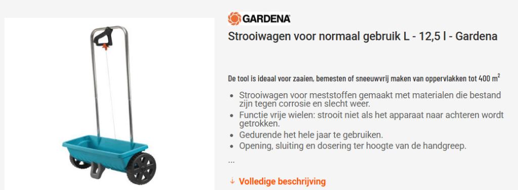 strooiwagen Gardena, Jardin & Terrasse, Outils à main, Comme neuf, Autres types, Enlèvement