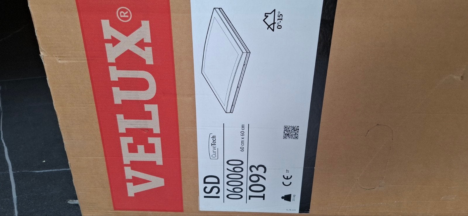 1093 VELUX 60X60 cm Gebogen beschermglas voor platdakven, Ophalen, Nieuw