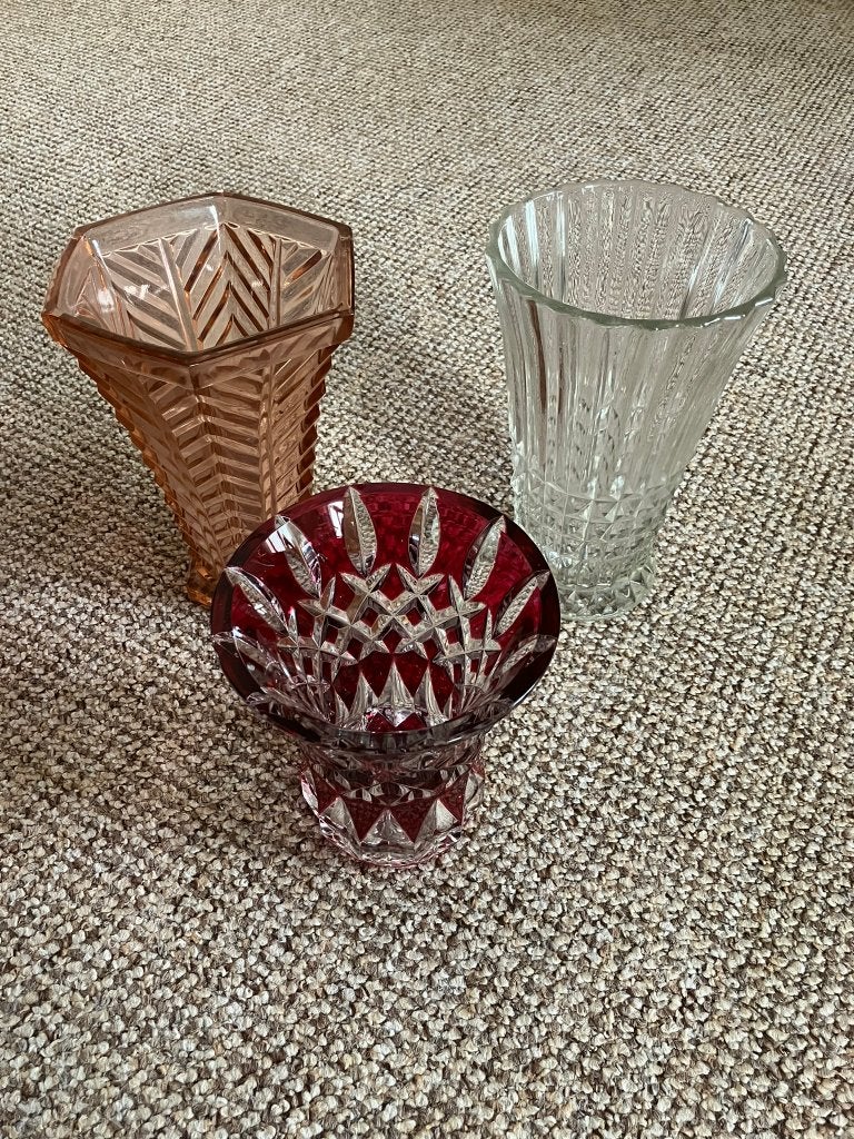 Lot de 3 vases (cristal et verre), Antiquités & Art, Enlèvement