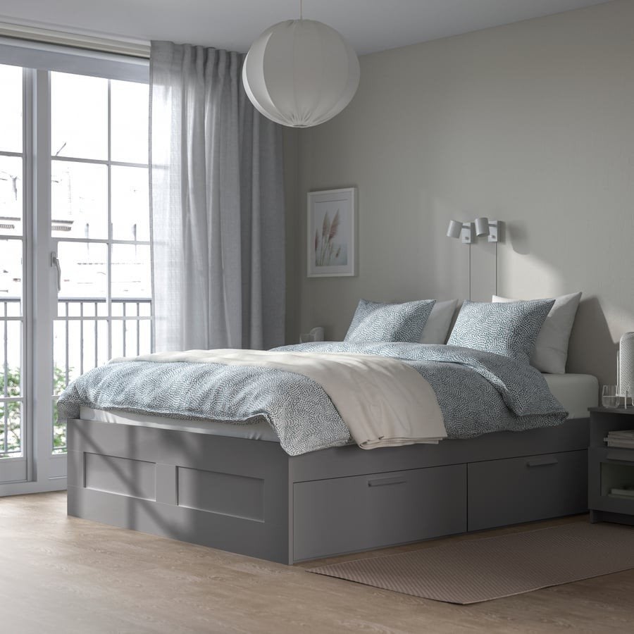 Nouveau ! Lit Ikea Brimnes gris 140x200, Neuf, Gris, 140 cm, Enlèvement