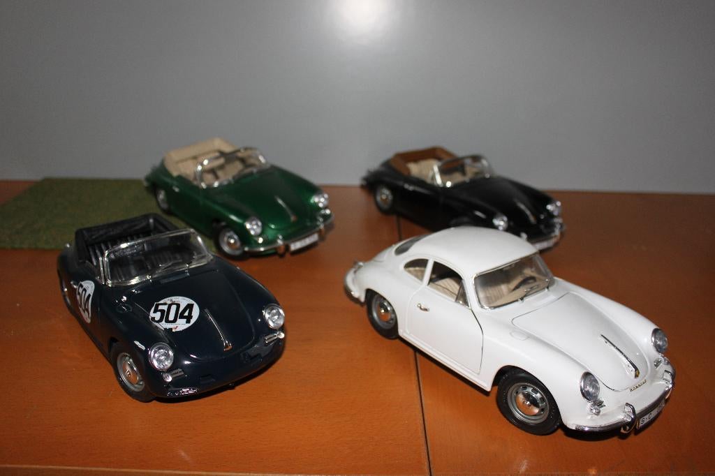 Bburago Porsche 356 1/18 set van 4 + 4 model 911, Hobby en Vrije tijd, Modelauto's | 1:18, Ophalen, Zo goed als nieuw, Auto, Burago