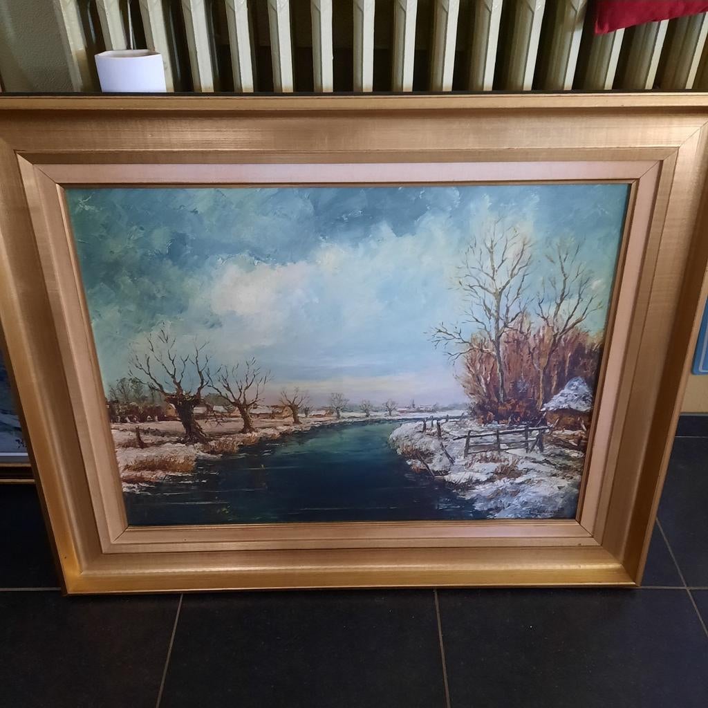 Schilderij van R.E Vandewalle . 80 cm x 60 cm . Gesigneerd ., Antiek en Kunst, Ophalen