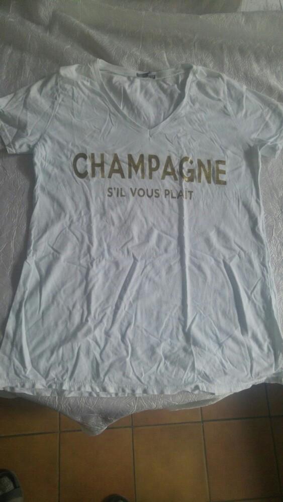 T shirt femme blanc champagne taille M, Enlèvement ou Envoi, Comme neuf, Blanc