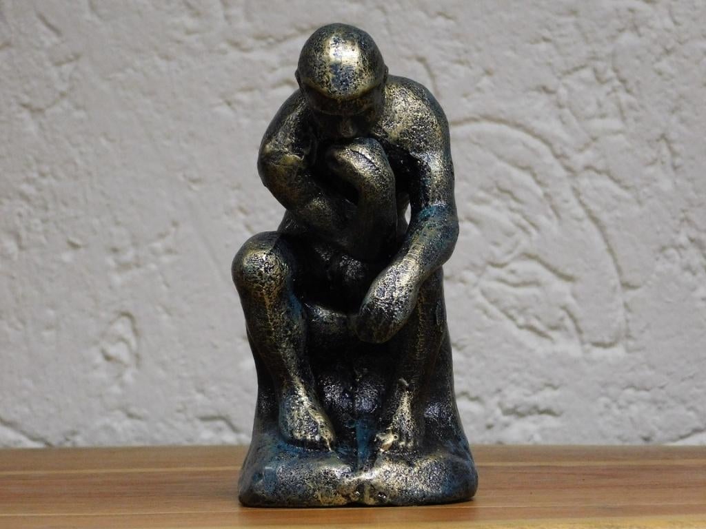 Sculpture Le Penseur, fonte, finition verte, Antiquités & Art, Enlèvement ou Envoi