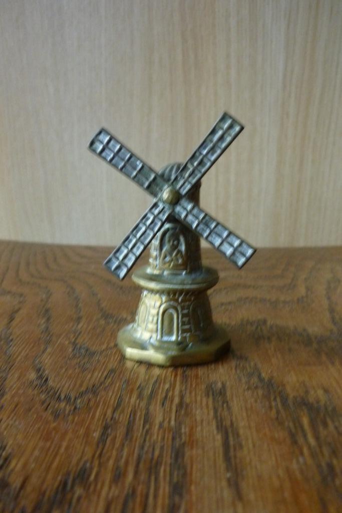 Vintage miniatuur beeldje molen bel koper, Enlèvement ou Envoi, Utilisé, Autres types