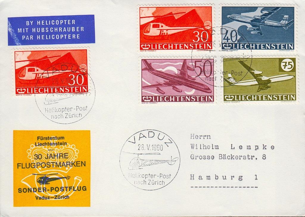 1960 - LIECHTENSTEIN - Air Mail - Vaduz-Zürich, Verzenden, Overige landen, Gestempeld