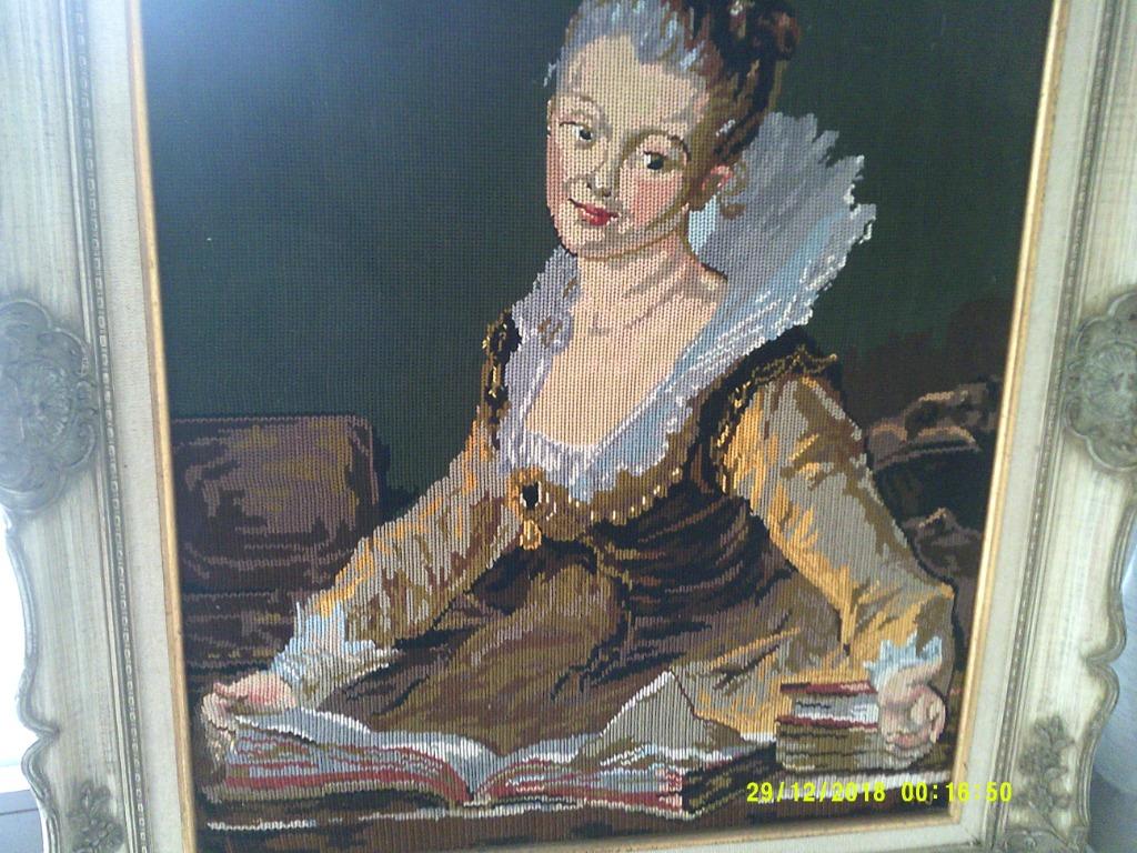 gebreid schilderij uit de jaren 1900, Ophalen