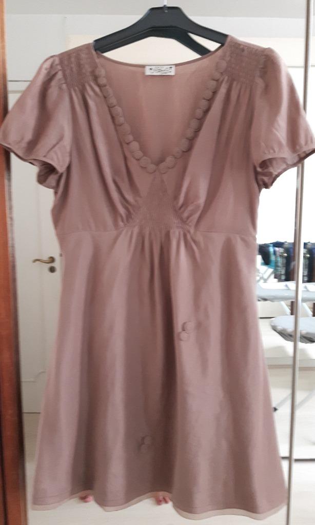 robe été 100% soie manche courte marron glacé, tirette 38/40, Maat 38/40 (M), Overige kleuren, Boutique indépendante, Ophalen of Verzenden
