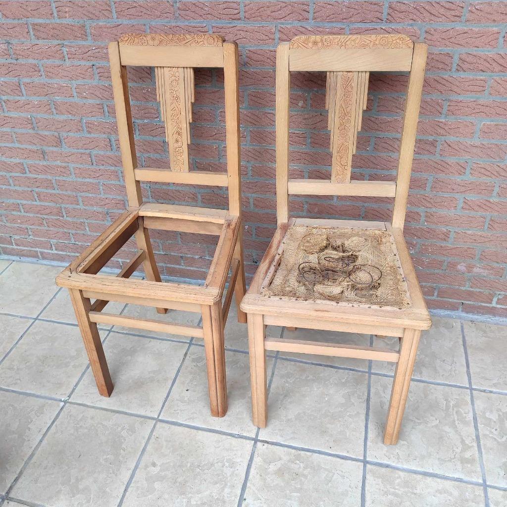 2 eiken stoelen, Antiek en Kunst, Ophalen