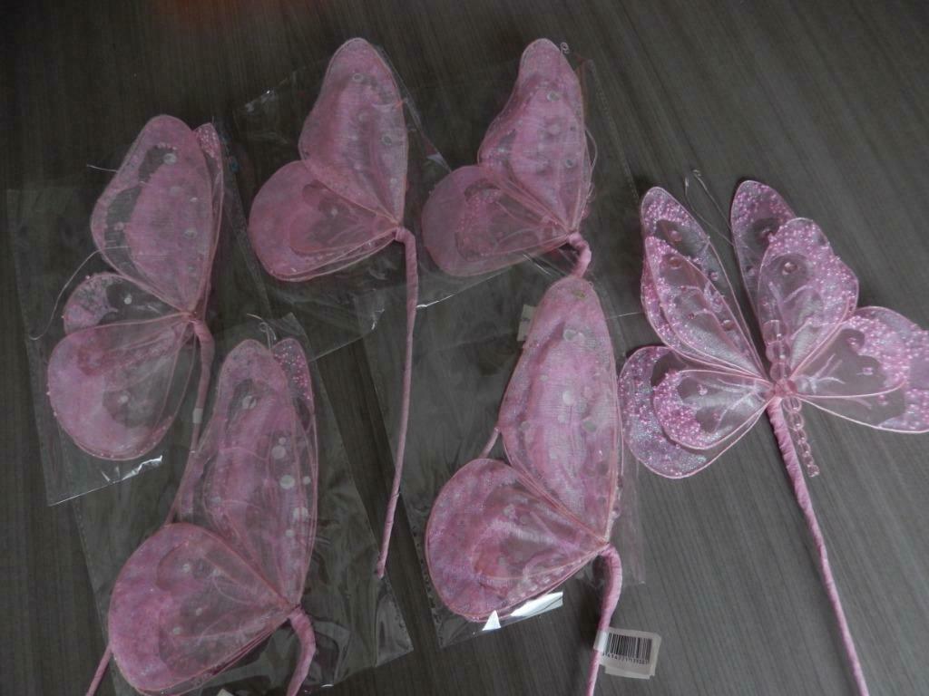 deco - roze vlinders - nieuw - gratis stof, Enlèvement ou Envoi, Neuf