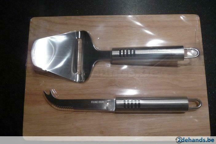 Kaasplank met mes en schraper Stainless Steel, Neuf