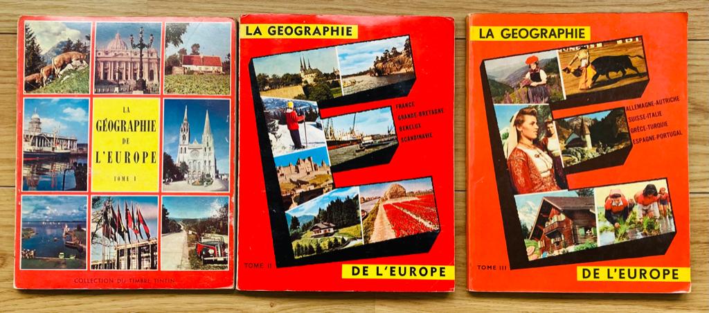 Timbres Tintin : GEOGRAPHIE DE L’EUROPE- Tomes 1 - 2 - 3, Enlèvement ou Envoi, Utilisé, Album d'images