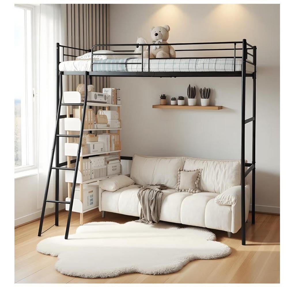 Hoogslaper, 90 x 200 cm, metalen bedframe, Ophalen, Eenpersoons, Nieuw, 200 cm