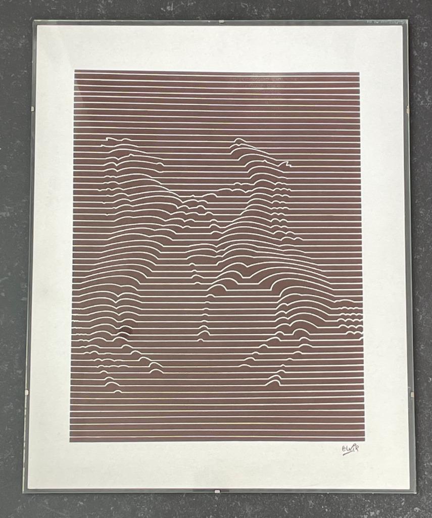 Gravure van moderne paarden 50 cm x 40 cm, Antiek en Kunst, Kunst | Etsen en Gravures, Ophalen