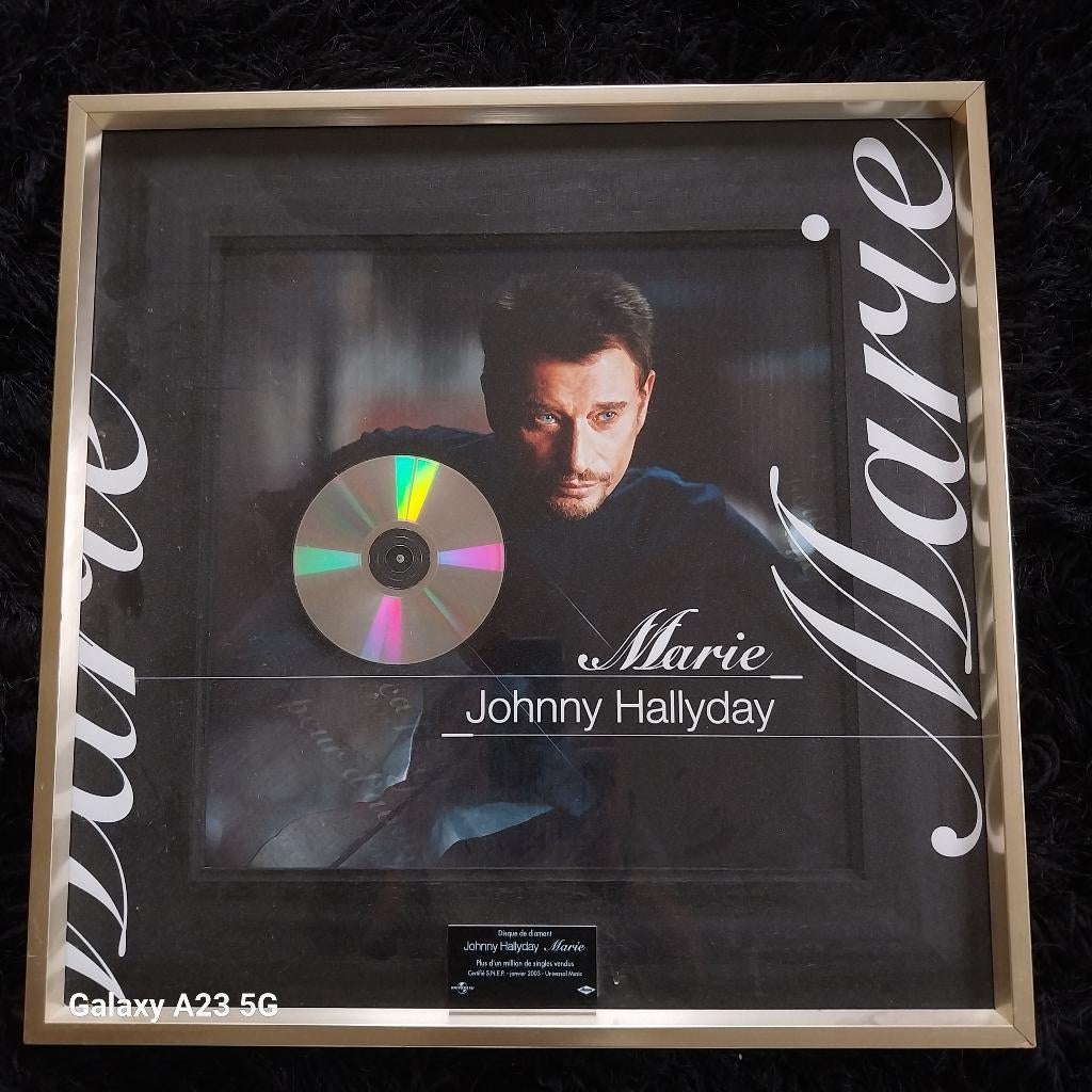 Johnny Hallyday - Marie - diamantschijf met modern frame, Verzamelen, Ophalen, Zo goed als nieuw, Poster, Artwork of Schilderij