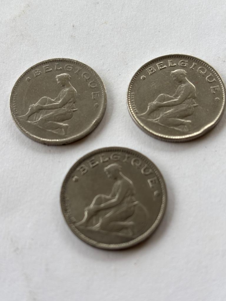 3 muntstukken 1 Belgische franc periode Albert I, Postzegels en Munten, Munten | België, Ophalen of Verzenden