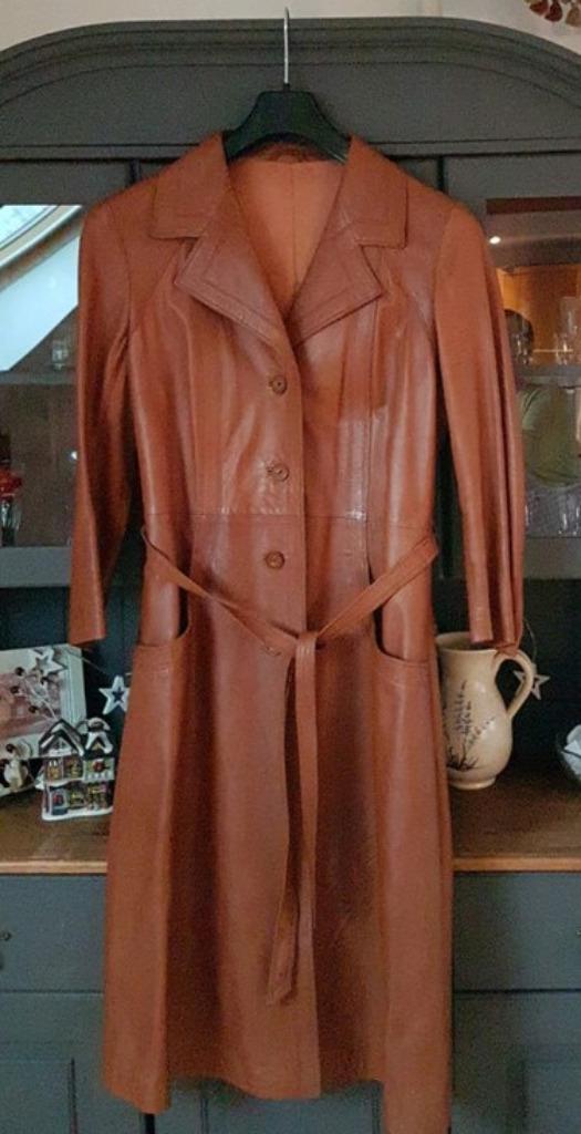 Leren jas Maat 40/42 Vintage 1980, Bruin, Maat 46/48 (XL) of groter, Ophalen of Verzenden, Gedragen