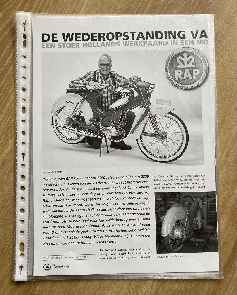 Carte avec documentation et restauration d'un RAP Matador, Vélos & Vélomoteurs, Envoi, Comme neuf