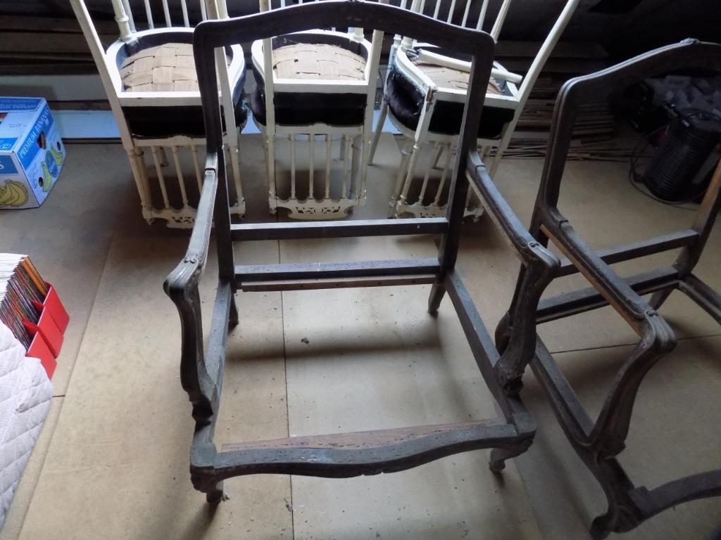 Armatures (2) fauteuils Louis XV à regarnir, Huis en Inrichting, Fauteuils, Ophalen, Gebruikt, 75 tot 100 cm, 100 tot 125 cm