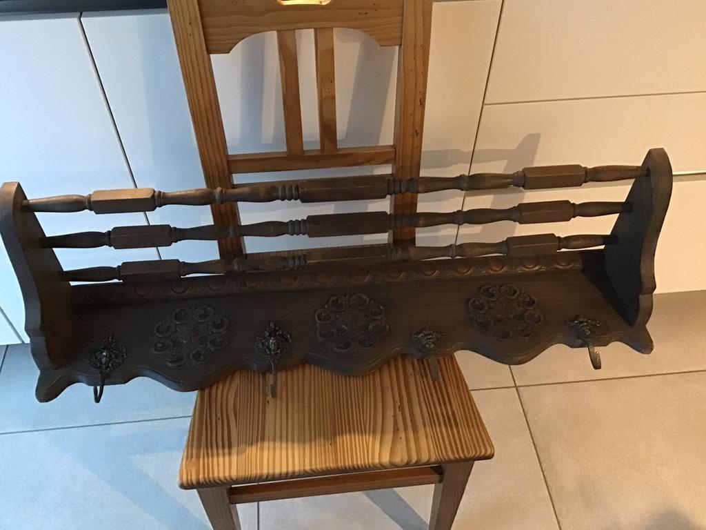 Portemanteaux ancien en bois à suspendre, Ophalen, Gebruikt, Hout, Wandkapstok