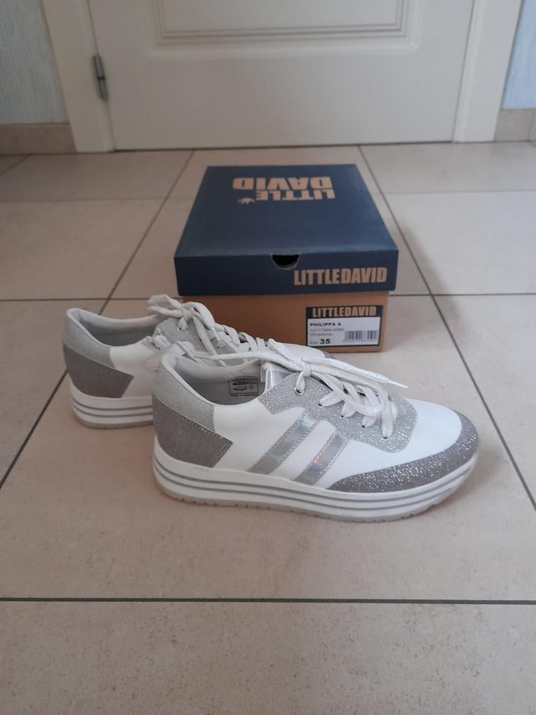 Meisjesschoenen wit/grijs Little David 35 ( nieuwstaat), Kinderen en Baby's, Kinderkleding | Schoenen en Sokken, Little David