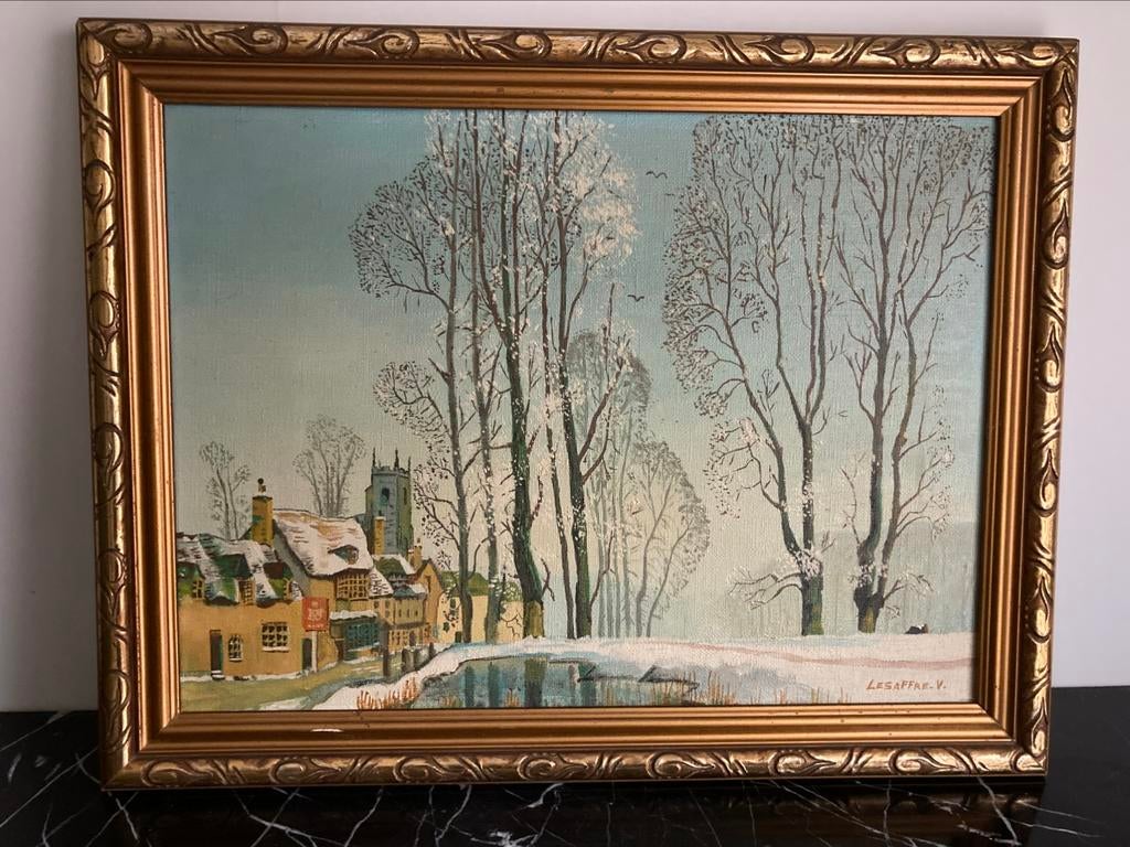 Winterlandschap . Lessaffre V., Ophalen of Verzenden