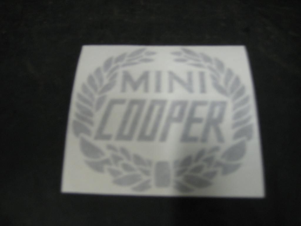 "Mini Cooper" laurel - Logo sticker GRIJS Klassieke Mini, Auto-onderdelen, Ophalen, Nieuw, Voor, Mini