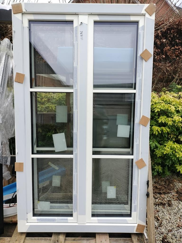 PVC ramen dubbel opendraaier drievoudig glas, Doe-het-zelf en Bouw, Kunststof, Raamkozijn, Nieuw, 150 tot 225 cm