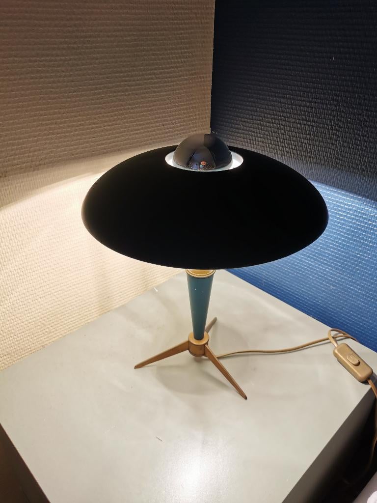 Vintage Tripod tafellamp Bijou Philips Louis Kalff blauw, Ophalen