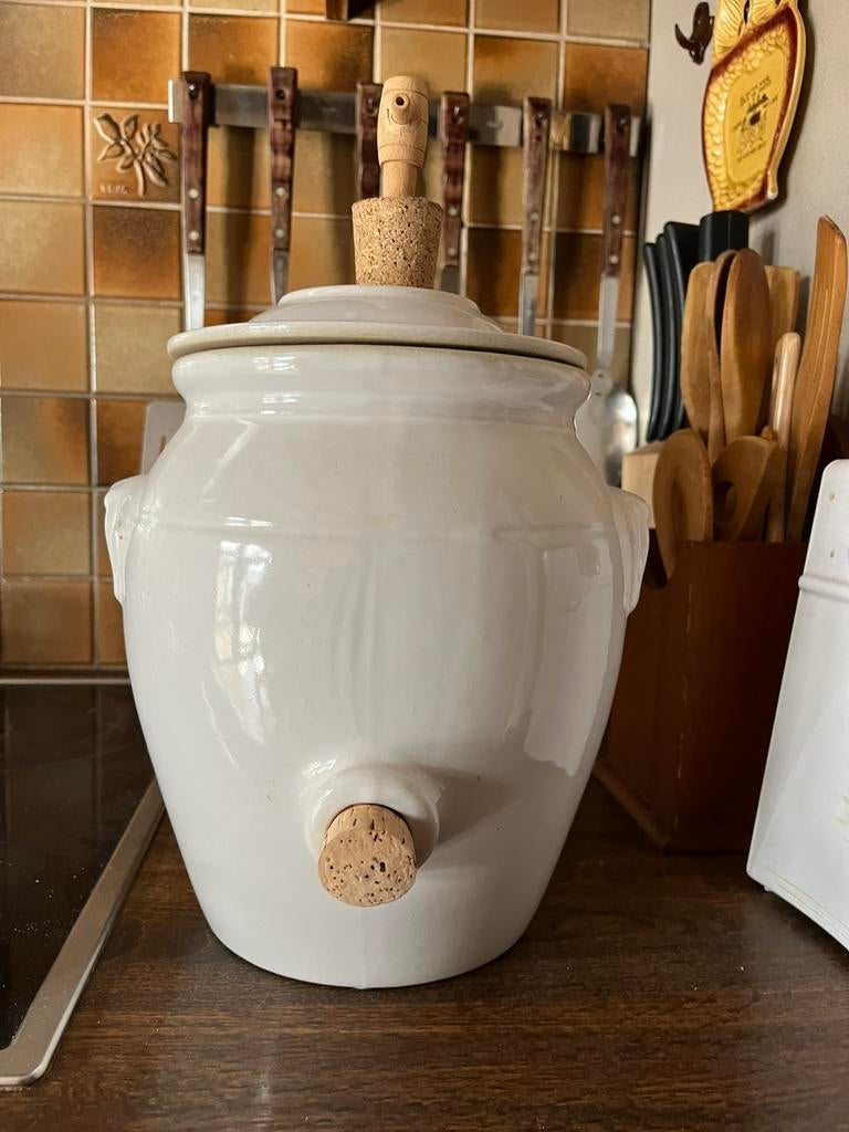 Keramieke pot met kurk, Ophalen, Zo goed als nieuw