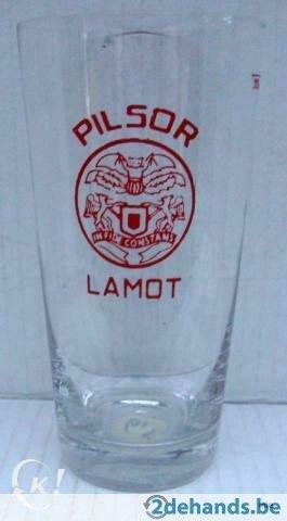 Bier brouwerij glas Lamot pilsor open tekening 33cl, Ophalen of Verzenden, Gebruikt