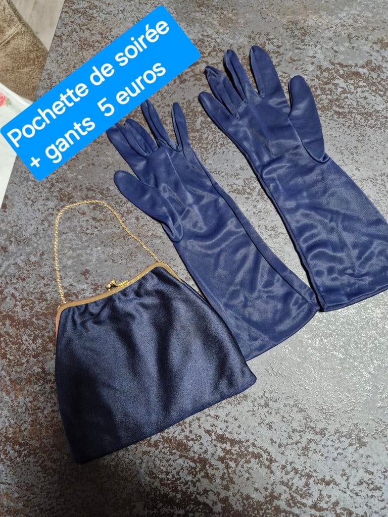 Donkerblauw bijpassend avondtasje + handschoen, Kleding | Dames, Ophalen of Verzenden, Zo goed als nieuw, Blauw