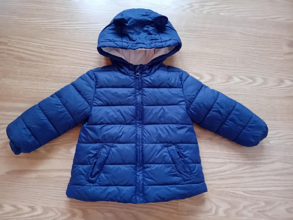 Blauwe winterjas met oortjes, Kinderen en Baby's, Meisje, Ophalen of Verzenden, Zo goed als nieuw, Jasje