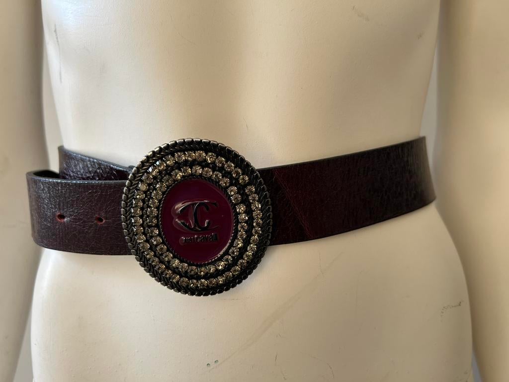 Just Cavalli bordeauxrode leren riem maat 85, Ophalen of Verzenden, Zo goed als nieuw, Heupriem